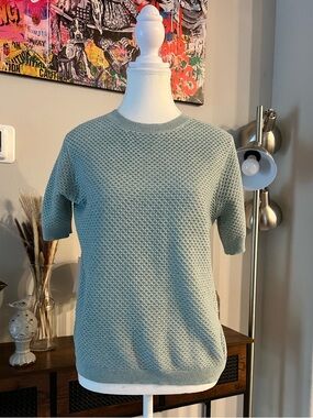 Nine West Turquoise Textured Short Sleeve Sweater